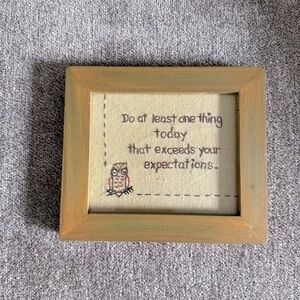 Vintage framed cross stitch owl picture